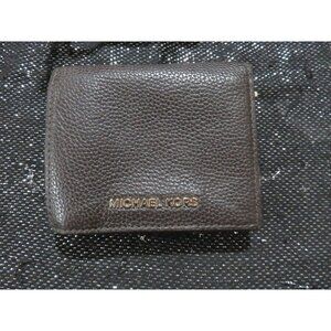 BOGO Michael Kors Bedford Carryall Card Case Brown Pebble Leather compact Wallet
